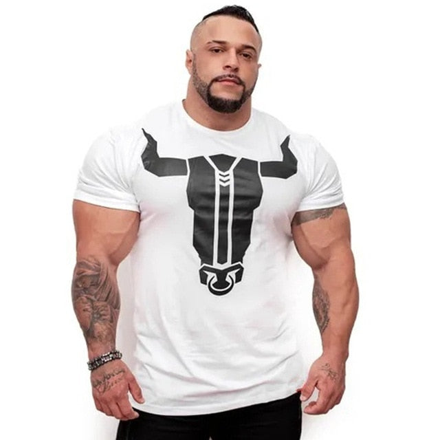 Ryan Designs Men Gyms Fitness Bodybuilding Skinny T-shirt-body building top-white-M-Free Item Online