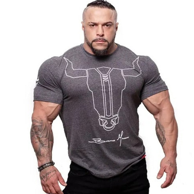Ryan Designs Men Gyms Fitness Bodybuilding Skinny T-shirt-body building top-grey-M-Free Item Online