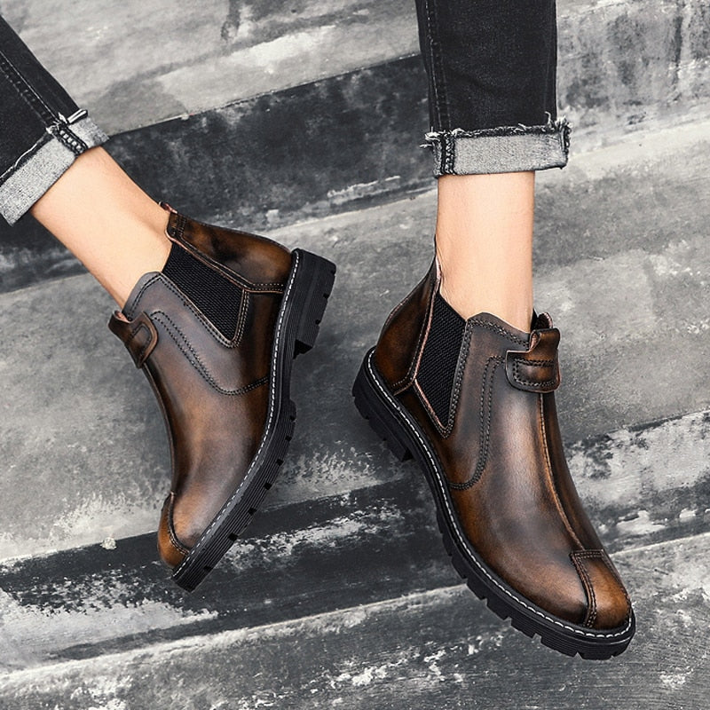 Bondanie Genuine Leather Men Motorcycle Boots-Men Shoes-Free Item Online