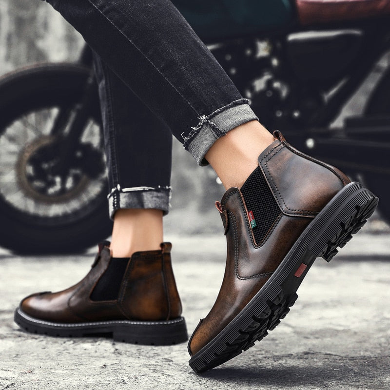Bondanie Genuine Leather Men Motorcycle Boots-Men Shoes-Free Item Online