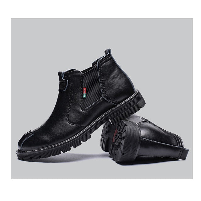 Bondanie Genuine Leather Men Motorcycle Boots-Men Shoes-Black-6.5-Free Item Online