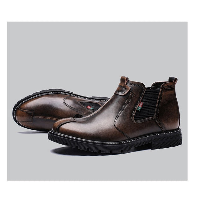 Bondanie Genuine Leather Men Motorcycle Boots-Men Shoes-Brown-6.5-Free Item Online