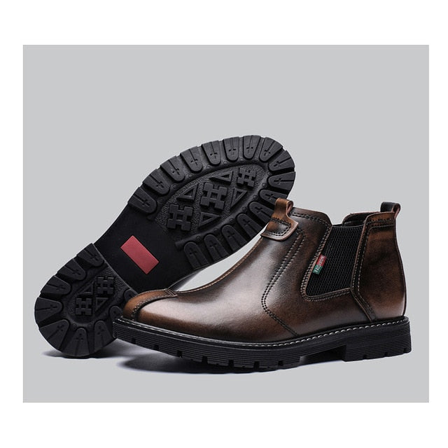 Bondanie Genuine Leather Men Motorcycle Boots-Men Shoes-Brown (Fur)-6.5-Free Item Online