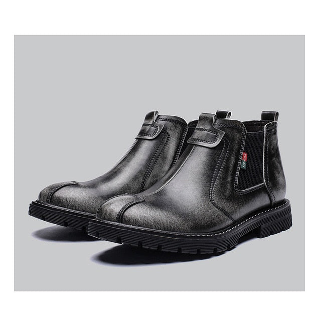 Bondanie Genuine Leather Men Motorcycle Boots-Men Shoes-Gray (Fur)-6.5-Free Item Online