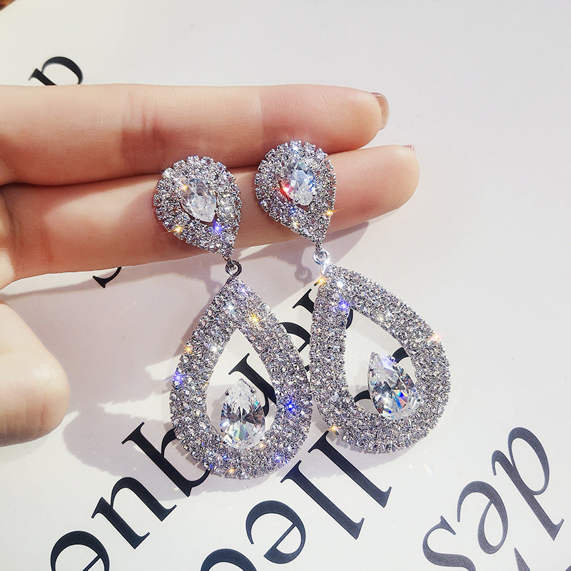 Long Water Drop Earrings Silver Gold Wedding Earrings Jewelry-earrings-Free Item Online