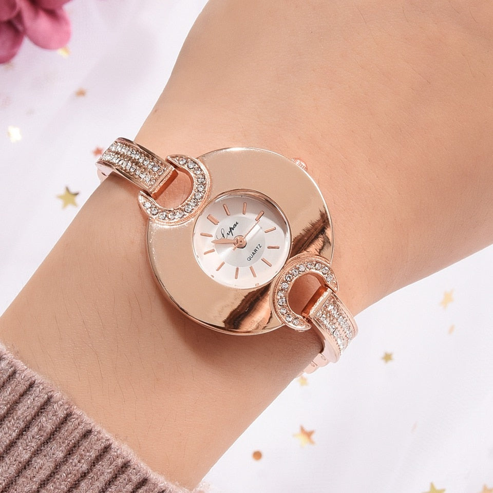 Luxury Women's Watch Fashion Bracelet Rhinestone Quartz Time piece-Women Wrist Watch-Free Item Online