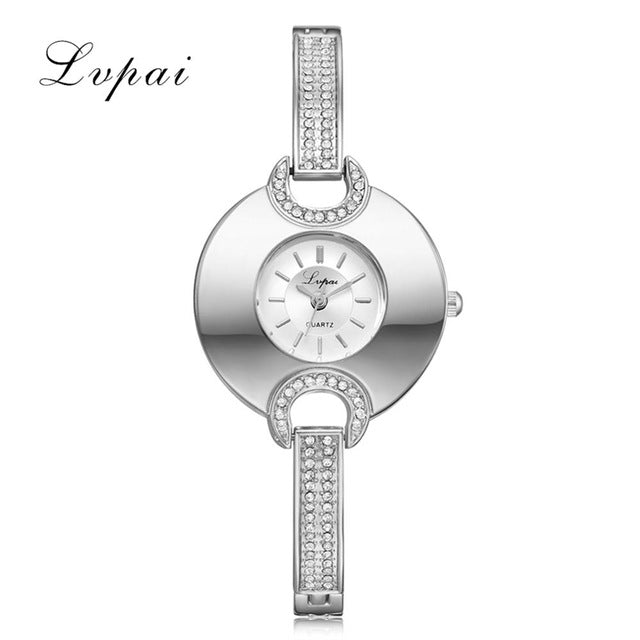 Luxury Women's Watch Fashion Bracelet Rhinestone Quartz Time piece-Women Wrist Watch-Silver and White-Free Item Online