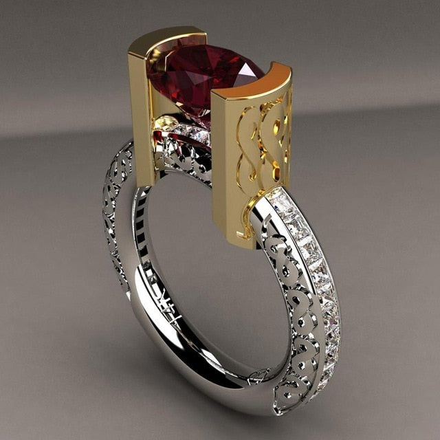 Judy Zircon Stone Ring Unique Style Crystal Silver Gold Wedding Jewelry-ring-10-04-Free Item Online