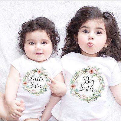 Big Sister Little Sister Matching Cotton Short Sleeve Bodysuit Baby Outfits-Baby Clothing-Free Item Online-Free Item Online