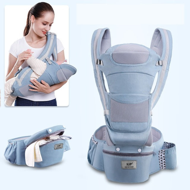 Ergonomic Baby Carrier Infant Hipseat Wrap Sling for Travel 0-48M-GRAY-Free Item Online