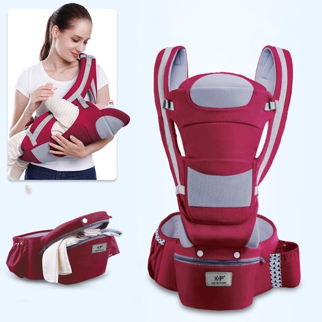 Ergonomic Baby Carrier Infant Hipseat Wrap Sling for Travel 0-48M-FUCHSIA-Free Item Online