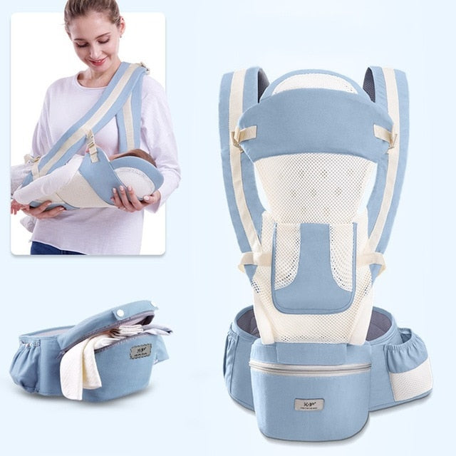 Ergonomic Baby Carrier Infant Hipseat Wrap Sling for Travel 0-48M-GRAY AND IVORY-Free Item Online